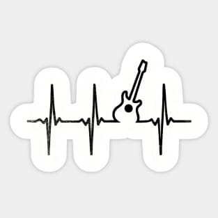 Guitar Acoustic Heartbeat // Black Sticker